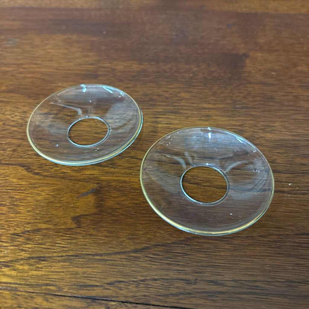 Set of 2 Candle Drip Protectors w Gold Trim