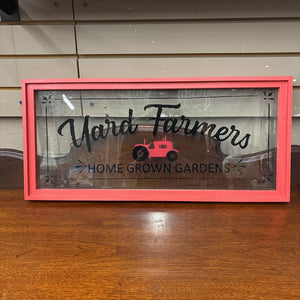 Yard Farmers Hanging Glass Sign