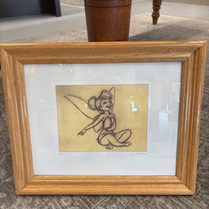 Disney Tinkerbell Art Print "A Big Giggle" in Wood Frame