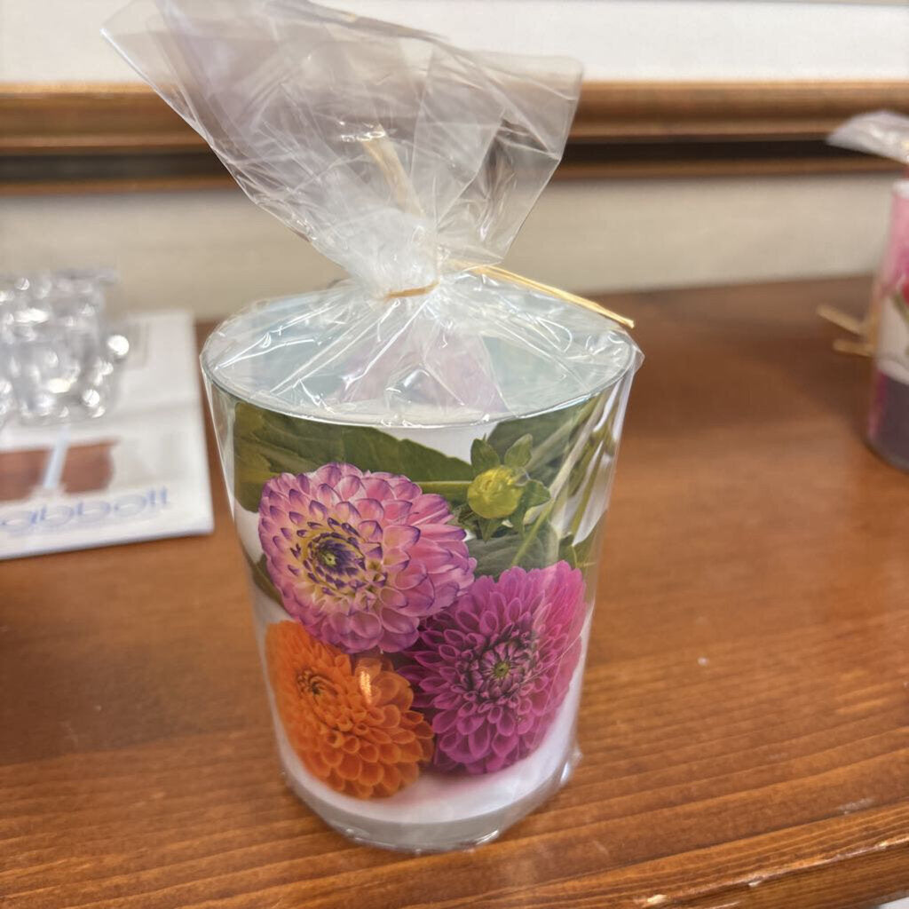 Pompon Dahlias Glass Candle
