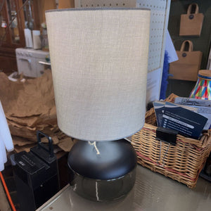 Dauphine Table Lamp - Taupe Linen Shade, Black/Glass Base