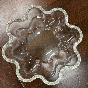 Vintage Clear Glass Scalloped Dish