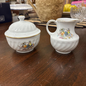 SET of 2 White Bareuther Porcelain Sugar & Creamer GERMANY