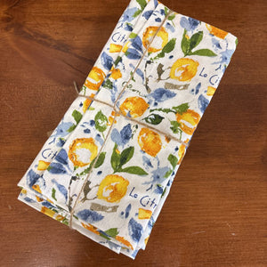 SET of 4 NEW Le Citron Lemon Printed Napkins