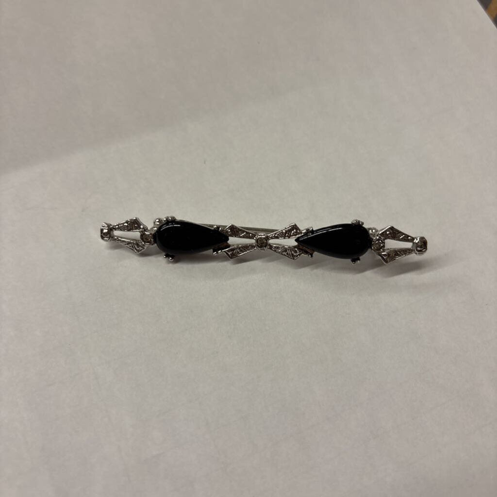 Brooch Two Black Tear Drops