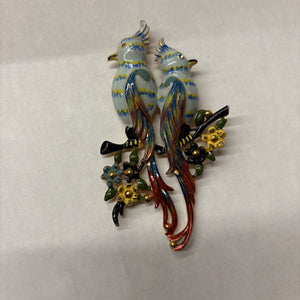 Brooch, Vintage Enamel Birds circa 1940