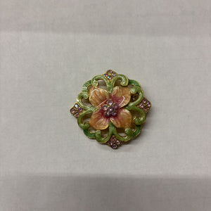 Brooch Peach Enamel Flour