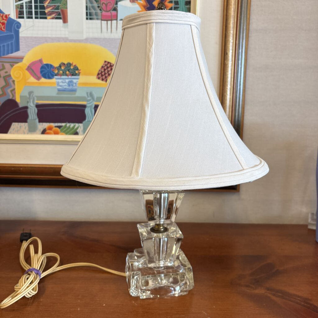 MCM Stacked Crystal & Brass Table Lamp