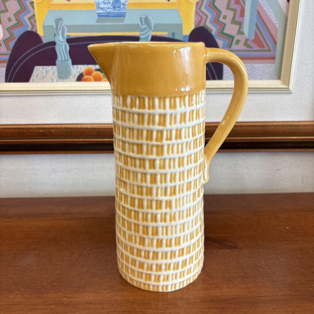 Mustard Yellow Ceramic Pitcher Made in Portugal