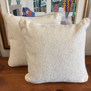 PAIR of Cream Chenille Feather Filled Cushions