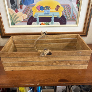 Wooden Slat Organizing Box w Rope Handle