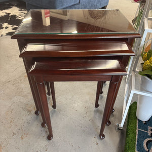 Gibbard Solid Cherry Nesting Tables w Glass Top