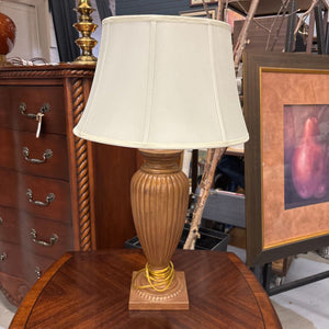 Bronze Base Table Lamp w Off White Shade