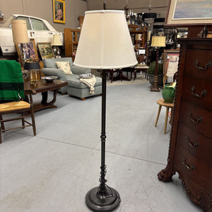 Black Floor Lamp w Plain Off White Shade