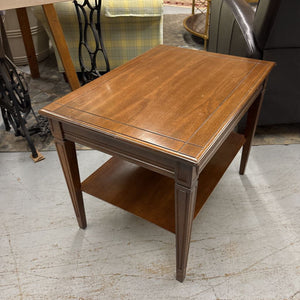 Mahogany Side Table w Lower Shelf w Straight Leg