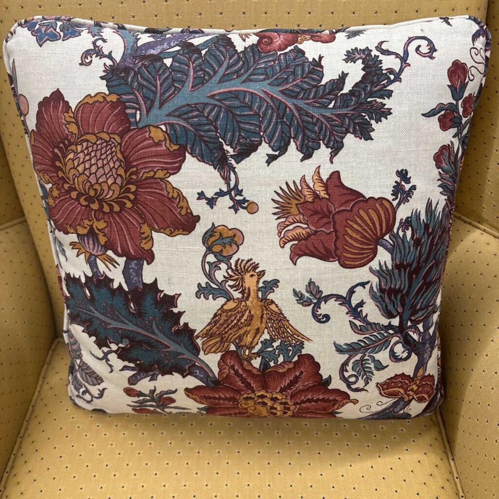 Accent Pillow w Thistle - Floral Red/Blue