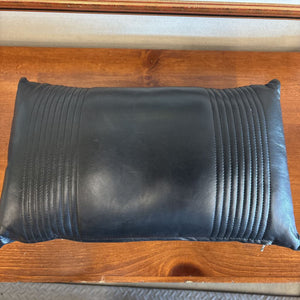 Spanish Made Black Leather & Canvas Lumbar pillow