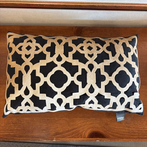 Laser Cut Geometric Cowhide & Black Lumbar pillow