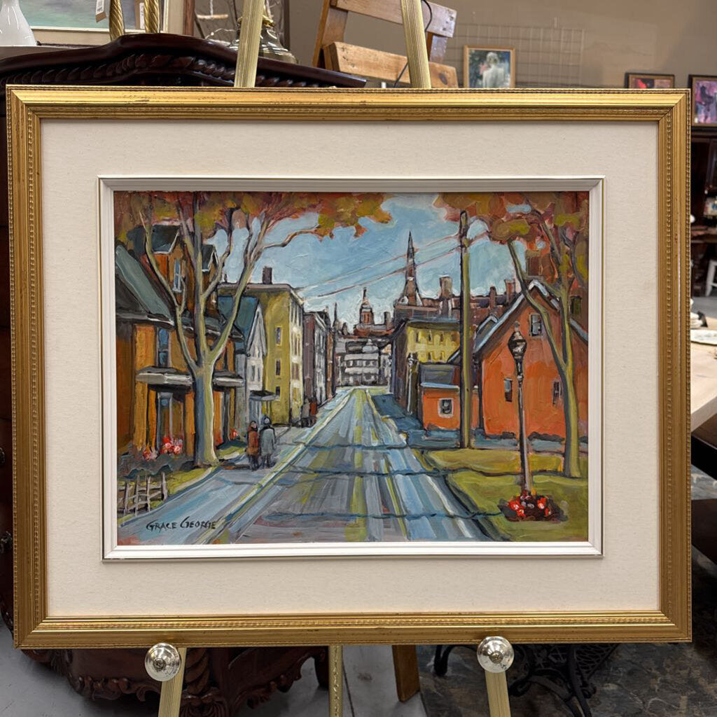 'View of Belleville' Street, Signed Original Acrylic by Cdn. Artist GRACE GEORGE