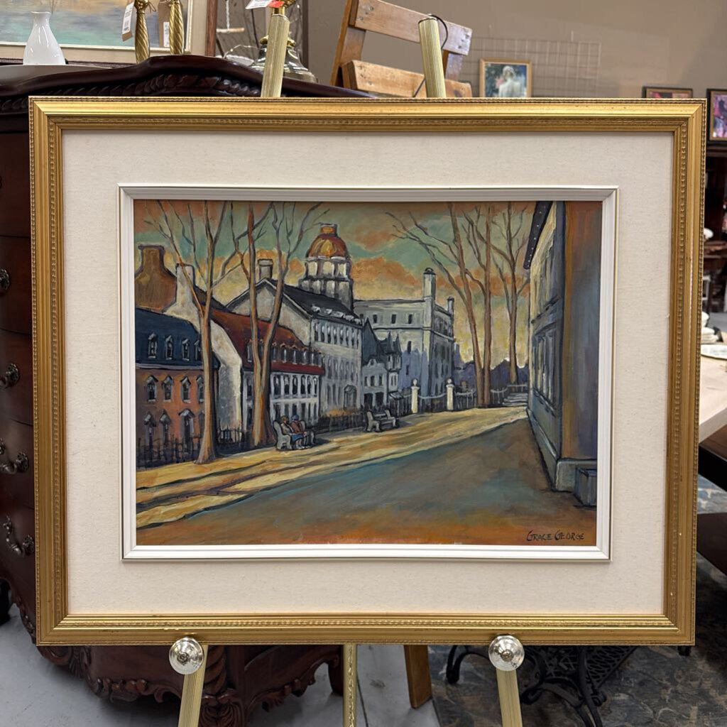 'Quebec City Street' - Signed Original Acrylic by Cdn. Artist GRACE GEORGE