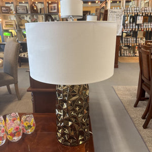 Igneous Table Lamp w White Shade & Gold Base