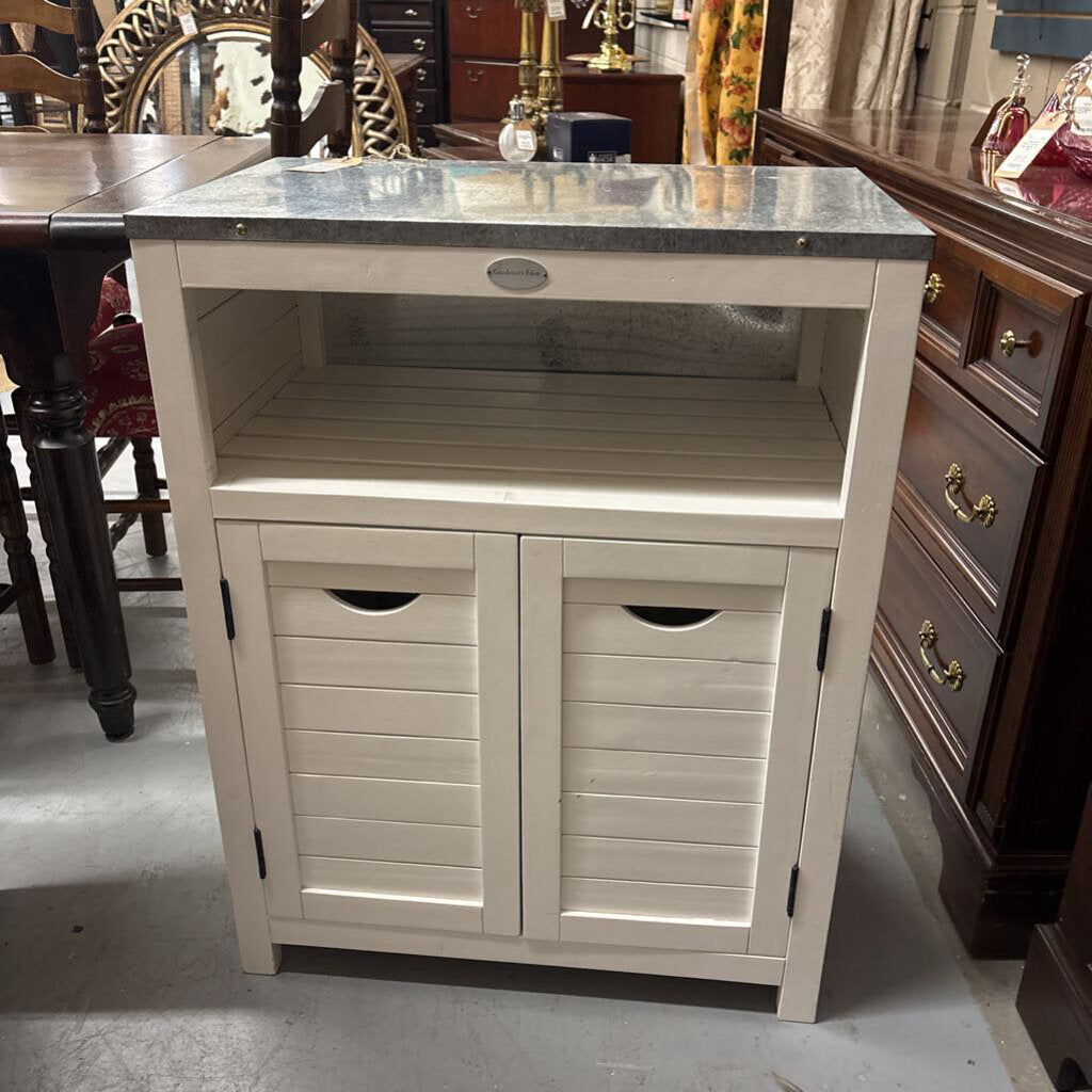 White Cabinet Galvanized Metal Top