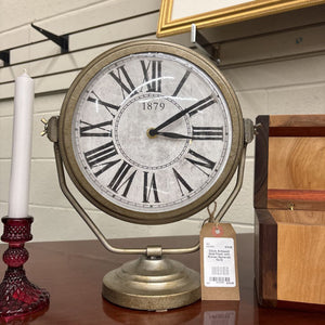 Clock Antiqued Gold Finish with Roman Numerals