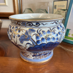 Decorative Blue & Gold Ceramic Planter