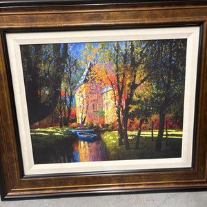 'River by the Villa' Large Art Print w Gold Black Frame