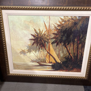 'Sailboat by the Palms' Large Art Print