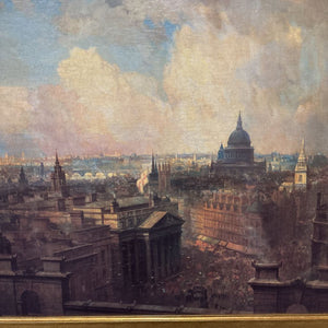 'London England City Scape' Art in Gold Ornate Frame