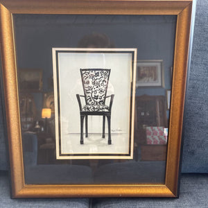 Black & White Armchair Print by Megan Meagher in Black & Gold Frame