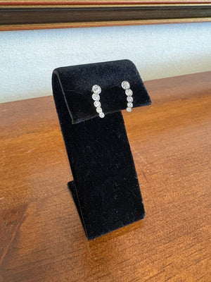 Curved Multi Faux Diamond Drop Stud Earrings