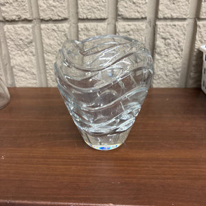 Crystal Vase w Horizontal Wavy Cuts