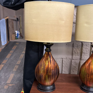 Bronze and Gold Ceramic Base Lamp w Gold Shade