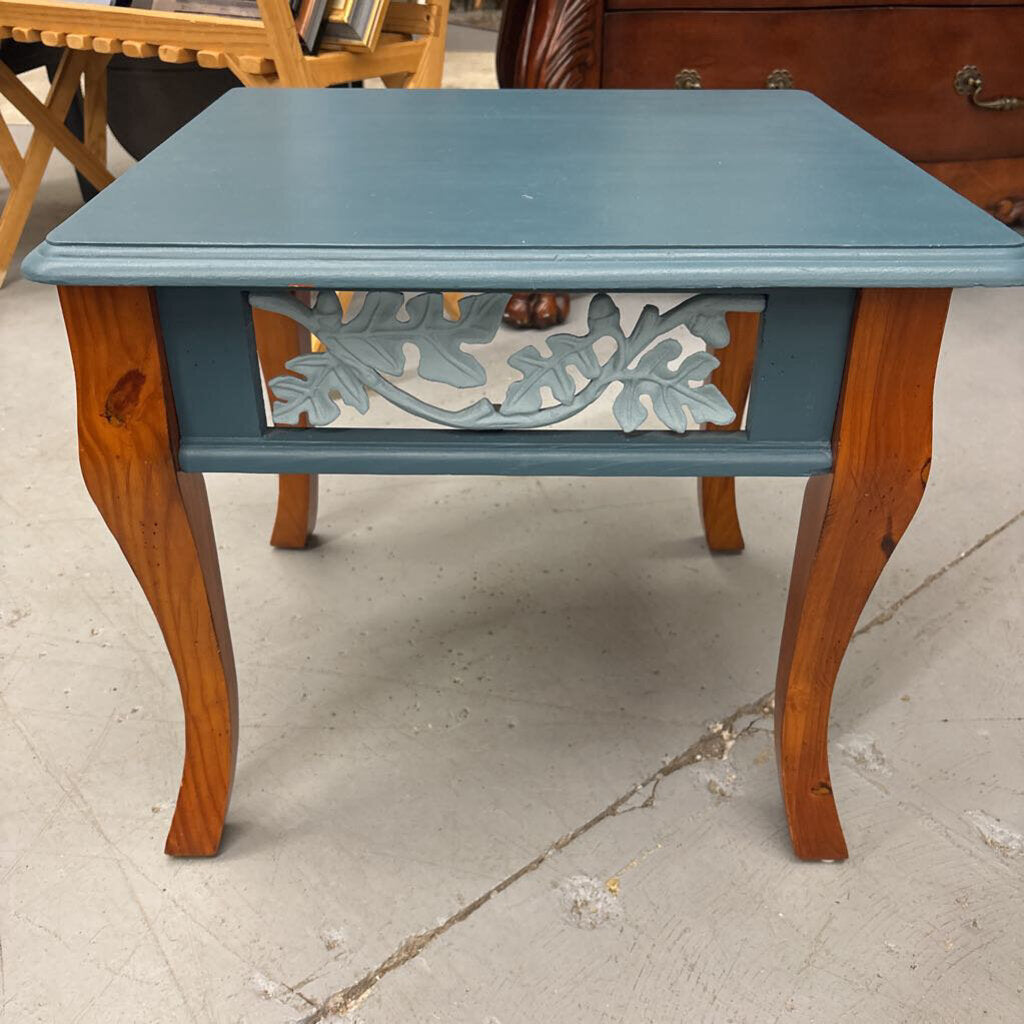Refinished French Provincial Side Table w Leaf Pattern