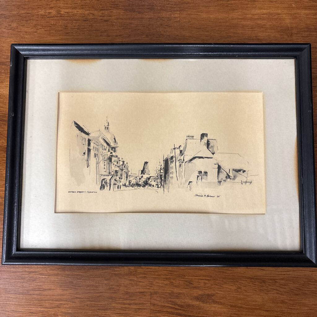 Framed "Ontario St. Kingston" Lithograph Reproduction by David Holmes-Condition Noted