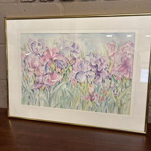 Framed Original Iris Watercolour painting by Barb Spanos