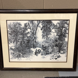 Framed 1978 Reproduction Print "When Snow Came Early" by Paul Calle