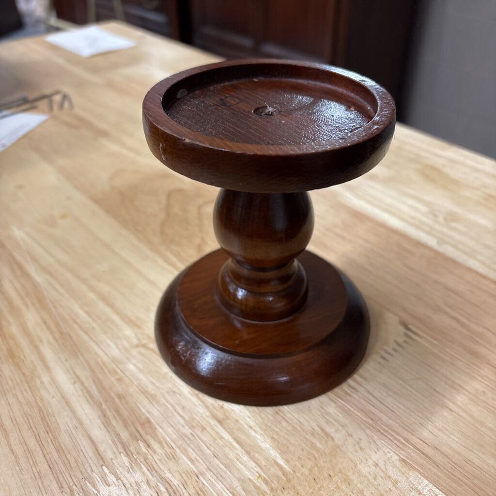 Turned Wood Pillar Candle Holder