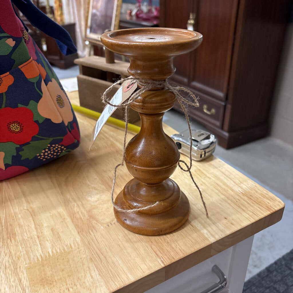 Turned Wood Pillar Candle Holder