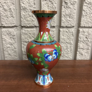 Chinese Red Cloisonne Brass Vase