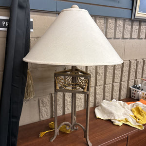 Lamp Heavy Metal Base w Ornate Tassel and Cord Decoration