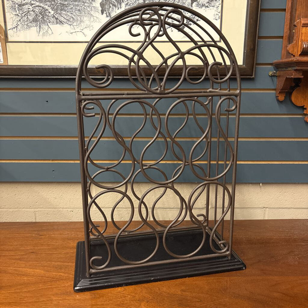 Bombay Wrought Iron & Black Wood Base Wine Rack