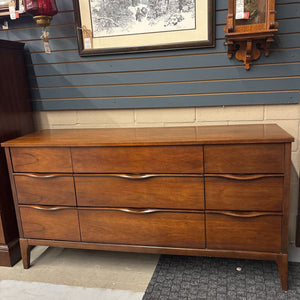 Kauffman MCM Walnut Long Dresser -9 Drawers