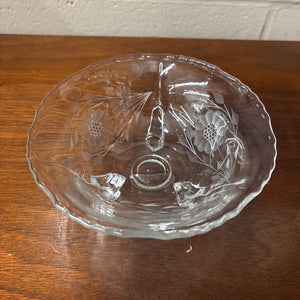 Vintage Fostoria Floral Etched Glass Candy Dish