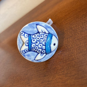 Knob - Ceramic Blue White Fish 8051029