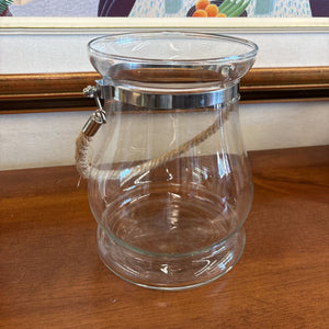 Glass Candle Holder w Rope Handle