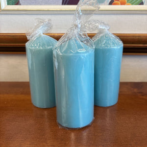 Set of 3 - Blue Pillar Candles