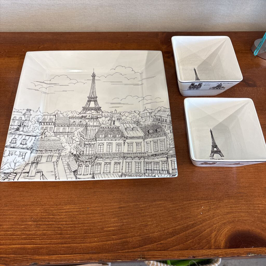 Paris - Square Platter w 2 Dip Bowls